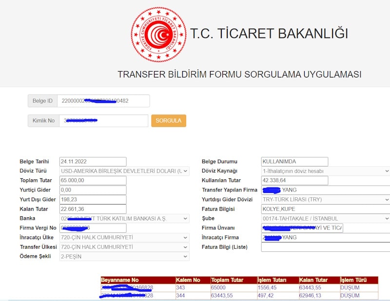 transfer bildirim formu